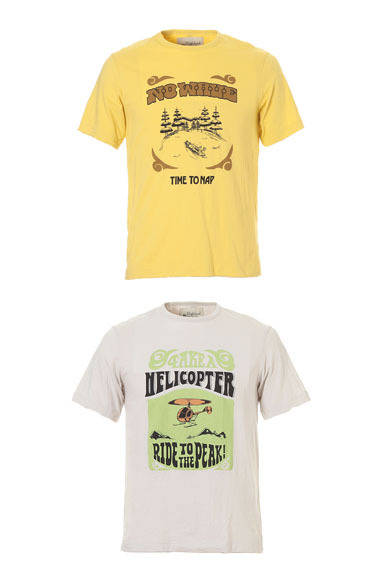 <strong>Highland Park｜ハイランドパーク</strong>　上／NO WAVE Tシャツ5145円。HELICOPTER Tシャツ5145円