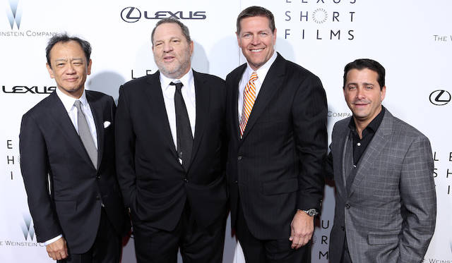 左からレクサスインターナショナルプレジデント伊勢清貴氏、ワインスタイン・カンパニー チェアマンのひとりハーヴェイ・ワインスタイン氏、レクサスインターナショナルジェネラルマネージャー マーク・テンプリン氏、ワインスタイン・カンパニー COO デイヴィッド・グラッサー氏