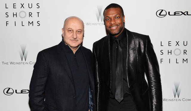 イベントに参加したセレブリティ。左はインド出身の俳優、アヌパム・カー、右は俳優・コメディアンのクリス・タッカー