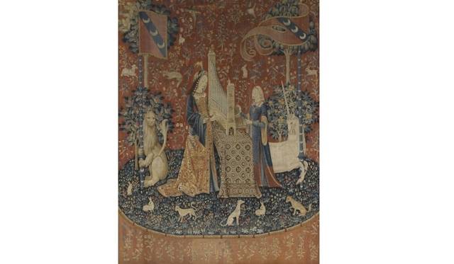 <strong>ART｜国立新美術館で『貴婦人と一角獣展』</strong>　タピスリー《貴婦人と一角獣「聴覚」》　1500年頃 フランス国立クリュニー中世美術館蔵 © RMN-Grand Palais / Franck Raux / Michel Urtado / distributed by AMF–DNPartcom