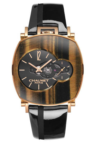 「Dandy Arty Limited Editions Tiger Eye｜ ダンディ・エディション・アーティ タイガーアイ」　ケース径40mm、タイガーアイをセットしたピンクゴールドケース、420万円