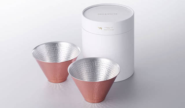 <strong>織田幸銅器</strong>　銅製品専門ブランド「RED&WHITE」　第一弾商品 銅カップ「RED&WHITE」　鎚目2個入