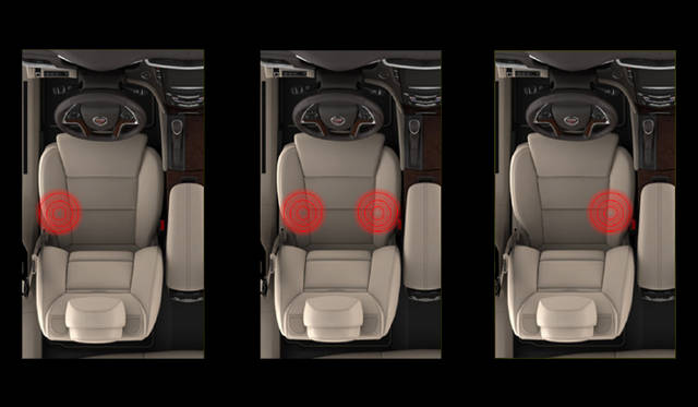 カメラ、レーダー、超音波センサーからの情報をもとに、シートクッション部に内蔵されたバイブレーターが左右独立で振動し、危険の迫っている方向をドライバーに認識させる