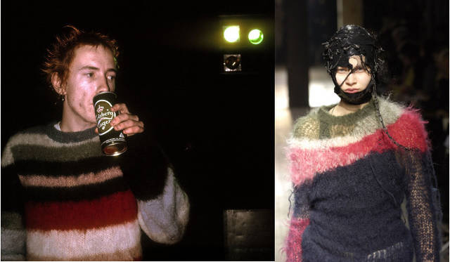 <strong>ART FILE 19｜「Punk: Chaos to Couture」</strong>　左：John Lydon, 1976Courtesy of The Metropolitan Museum of Art, Photograph by Ray Stevenson/Rex USA　右：Junya Watanabe (Japanese, born 1961), fall/winter 2006–7 Courtesy of The Metropolitan Museum of Art, Photograph by Catwalking