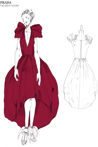 1930年代風シルエットにインスピレーションを得て、モダンなひねりを加えたバーガンディのラズマイア織ドレス。