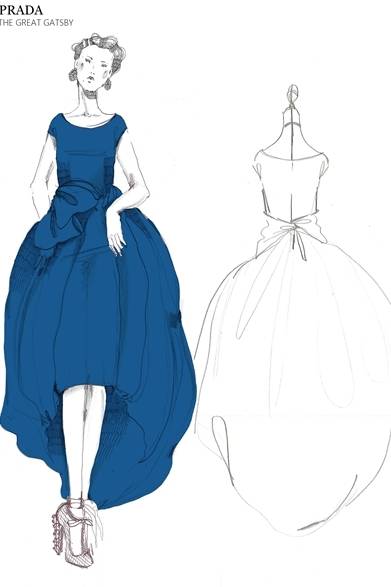 コバルトブルーのダッチェス素材の膝丈ドレス。