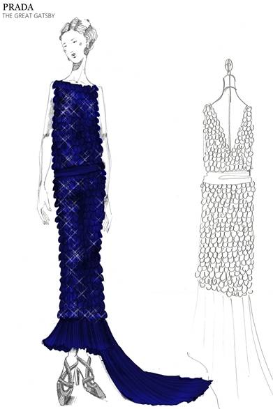 スパンコールとストーンの刺繍をあしらったブルーサテン素材のロングドレス。