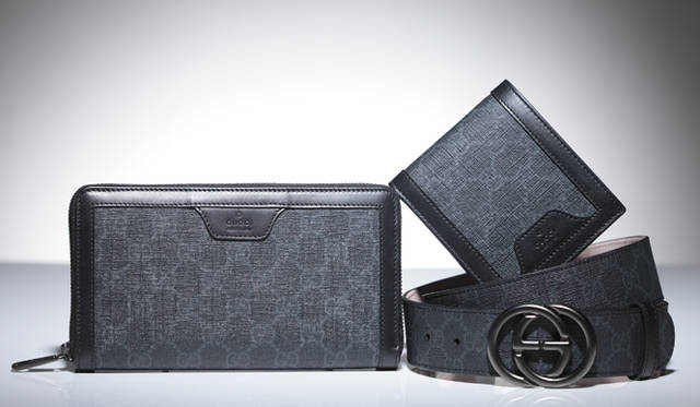 <strong>GUCCI｜グッチ</strong>　左から 長財布 6万9300円、二つ折り財布4万4100円、ベルト（幅4cm）3万5700円