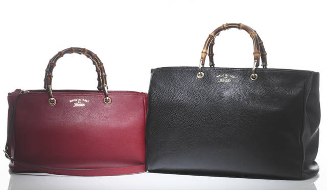 <strong>GUCCI｜グッチ</strong>　左から 「バンブーショッパー」ミディアムサイズ 18万4800円[W34×H21×D15cm]、ラージサイズ 23万9400円[W40×H29×D18cm]