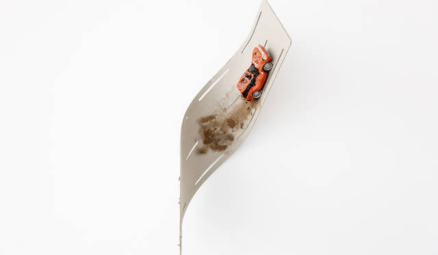 ©Louis Vuitton / Jérémie Souteyrat<br />Courtesy of Espace Louis Vuitton Tokyo<br /><br />Trashcar on bent motorway, 2008 / 09<br />