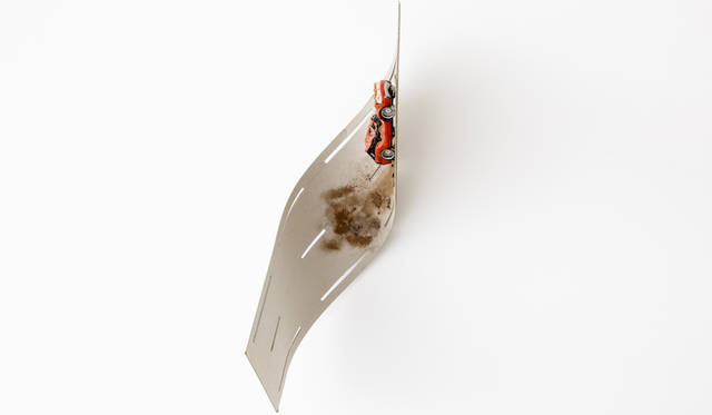 ©Louis Vuitton / Jérémie Souteyrat<br />Courtesy of Espace Louis Vuitton Tokyo<br /><br />Trashcar on bent motorway, 2008 / 09<br />