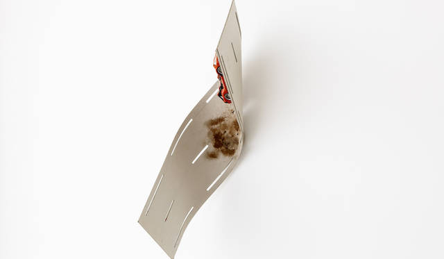 ©Louis Vuitton / Jérémie Souteyrat<br />Courtesy of Espace Louis Vuitton Tokyo<br /><br />Trashcar on bent motorway, 2008 / 09<br />