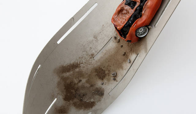 ©Louis Vuitton / Jérémie Souteyrat<br />Courtesy of Espace Louis Vuitton Tokyo<br /><br />Trashcar on bent motorway, 2008 / 09<br />