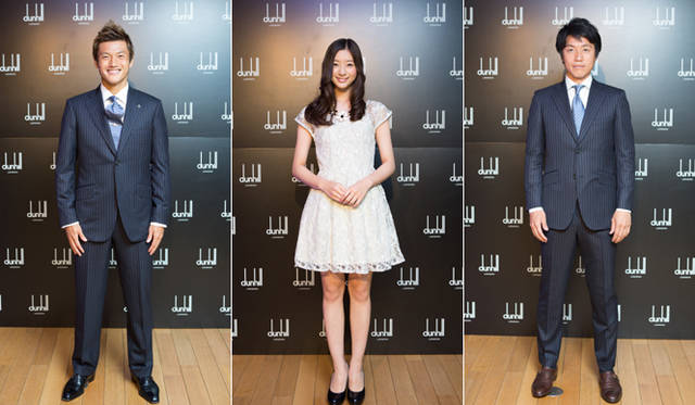 左から、セレッソ大阪所属の播戸竜二選手、タレントの足立梨花さん、元サッカー日本代表の平野孝さん