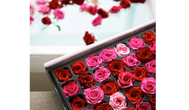 50本のバラに包まれるローズバス体験
