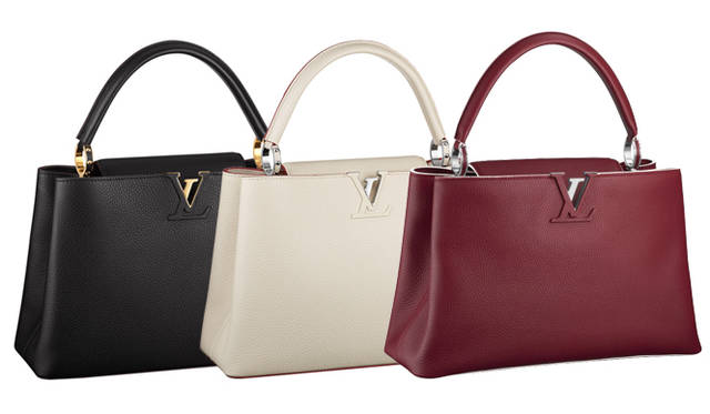 <strong>LOUIS VUITTON｜ルイ・ヴィトン</strong>　あらたなレザーコレクション「ルイ・ヴィトン パルナセア」誕生<br />左から カプシーヌMM[W36×H23×D14cm] 各56万1750円、カプシーヌGM[W40×H27×D16cm] 60万9000円