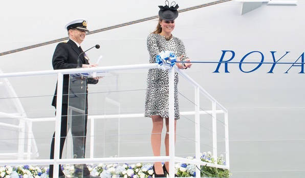 命名式に臨むケンブリッジ公爵夫人キャサリン妃殿下　Photograph courtesy of Princess Cruises