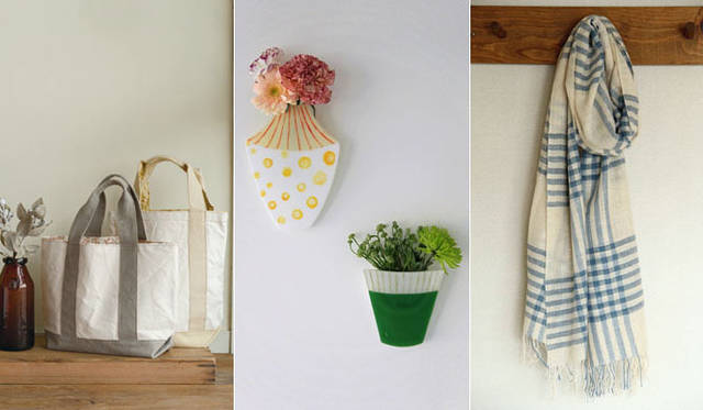 <strong>iichi｜いいち</strong>　 iichiギャラリー＆マーケット in 銀座三越「日本のつくり手とつながる夏」　左から、サルビア、井上枝利奈、植松久子の作品