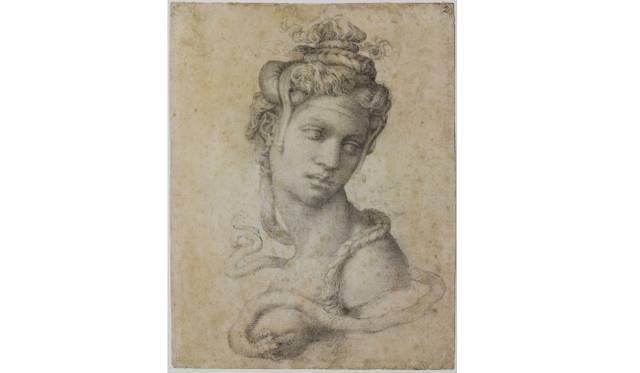 <strong>ART｜国立西洋美術館で『ミケランジェロ展―天才の軌跡』</strong>　ミケランジェロ・ブオナローティ ≪クレオパトラ≫ 1535年頃、黒石墨/紙　フィレンツェ、カーサ・ブオナローティ所蔵 © Associazione Culturale Metamorfosi and Fondazione Casa Buonarroti 