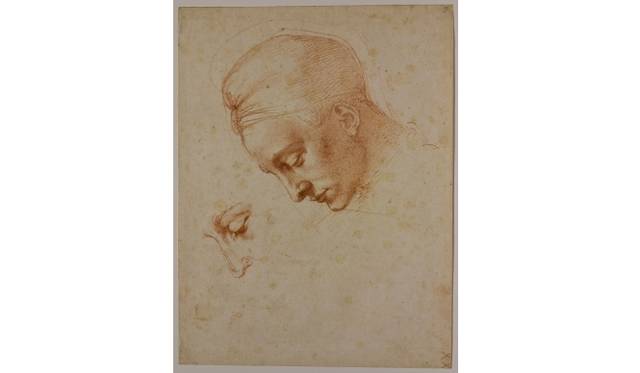 <strong>ART｜国立西洋美術館で『ミケランジェロ展―天才の軌跡』</strong>　ミケランジェロ・ブオナローティ ≪レダの頭部習作≫ 1530年頃、赤石墨/紙　フィレンツェ、カーサ・ブオナローティ所蔵 © Associazione Culturale Metamorfosi and Fondazione Casa Buonarroti 