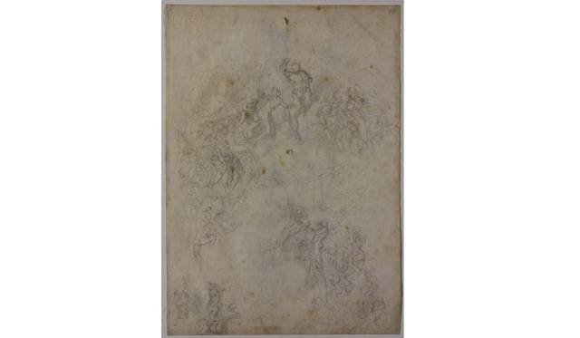 <strong>ART｜国立西洋美術館で『ミケランジェロ展―天才の軌跡』</strong>　ミケランジェロ・ブオナローティ ≪「最後の審判」のための習作≫　1533-34年頃、黒石墨/紙　フィレンツェ、カーサ・ブオナローティ所蔵 © Associazione Culturale Metamorfosi and Fondazione Casa Buonarroti 