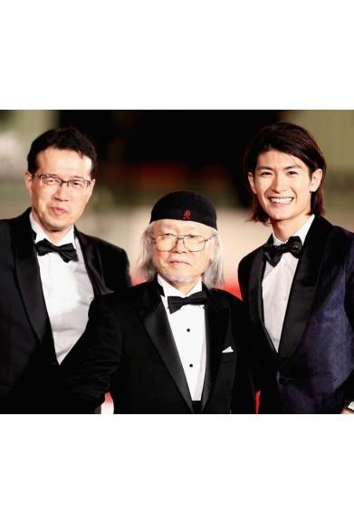 <strong>2013年 第70回ベネチア国際映画祭</strong>　（左から）荒牧伸志、松本零士、三浦春馬（『キャプテンハーロック』のプレミア上映にて）<br />© LEIJI MATSUMOTO/CAPTAIN HARLOCK Film Partners