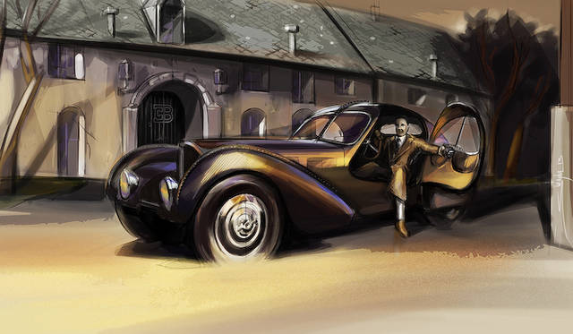 ブガッティのデザイナーが描いたイラスト