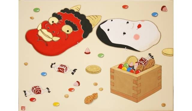 <strong>ART｜山本太郎個展『24/24-twenty four twenty fourth-』</strong>　大寒「節分チョコレート」紙本着色金彩 24.2×33.3cm 2013©Taro YAMAMOTO Courtesy of imura art gallery