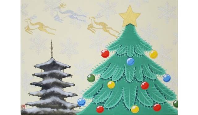 <strong>ART｜山本太郎個展『24/24-twenty four twenty fourth-』</strong> 　大雪「聖樹五重塔図」紙本着色金銀彩 24.2×33.3cm 2013 ©Taro YAMAMOTO Courtesy of imura art gallery