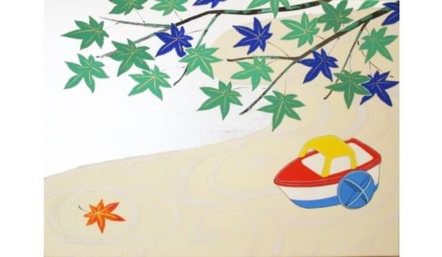 <strong>ART｜山本太郎個展『24/24-twenty four twenty fourth-』</strong>　立秋「青楓浮舟図」紙本銀地着色 24.2×33.3cm 2013©Taro YAMAMOTO Courtesy of imura art gallery