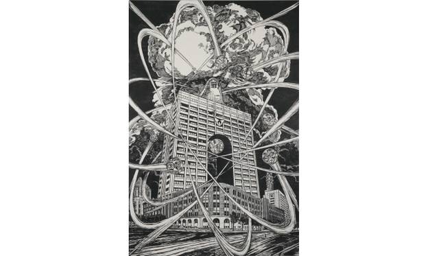 <strong>ART｜『六本木クロッシング2013展：アウト・オブ・ダウト－来たるべき風景のために』</strong>　風間サチコ《獄門核分裂235》 2012年木版画（パネル、和紙、墨）181×120 cm撮影：宮島 径 Courtesy: Mujin-to Production, Tokyo