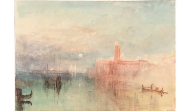 <strong>ART｜英国最高の巨匠、待望の大回顧展『ターナー展』</strong>　《ヴェネツィア、月の出（「大運河とジュデッカ」スケッチブックより）》　1840年　水彩、紙　22.0 x 31.9 ㎝　テート美術館蔵　©Tate 2013-2014