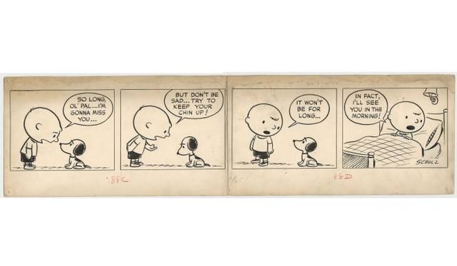 <strong>ART｜『スヌーピー展 しあわせは、きみをもっと知ること。』</strong>　「ピーナッツ」原画（1950年11月25日） © 2013 Peanuts Worldwide LLC