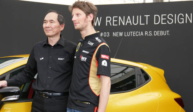左は大極司ルノー・ジャポン代表取締役、右がロータスのF1ドライバー、ロマン・グロージャン選手（新型ルーテシア ルノー・スポール発表会）