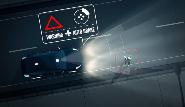 “夜間歩行者検知機能付き自動ブレーキ”