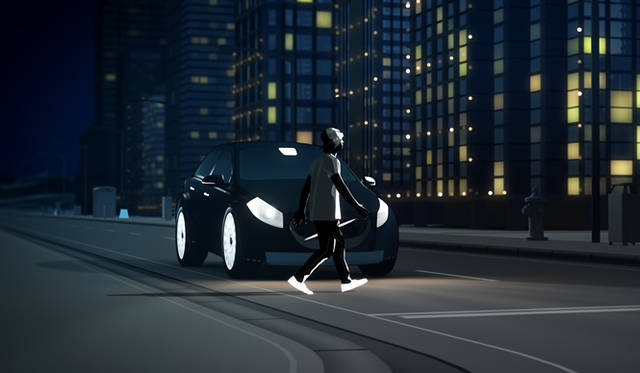 “夜間歩行者検知機能付き自動ブレーキ”