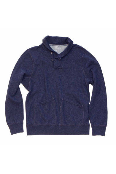 <strong>GAP｜ギャップ</strong>　限定カプセルコレクション「INDIGO STORY」第2弾　Indigo Shawl Collar Sweat 7900円