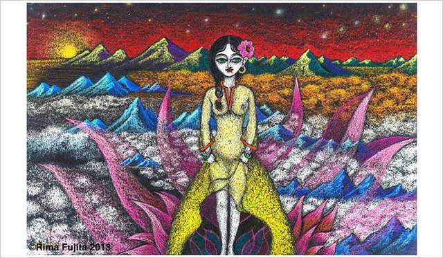 <strong>藤田理麻20周年記念絵画展「Breath～息～」</strong>　藤田理麻「勇気」ミクストメディア © Rima Fujita 2013