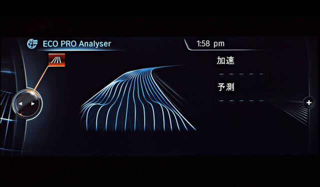 ECO PROモード時にスマートフォンと接続することによりコントロール ディスプレイに表示されるECO PRO Analyzer