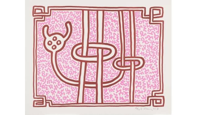 <strong>ART｜山梨県でキュレーターズ・セレクション007 『キース・ヘリングの記号性 vol.2』展</strong>　キース・ヘリング／《Chocolate Budda》(1989年),リトグラフ,56×70.5cm 中村キース・ヘリング美術館蔵 © Keith Haring Foudation