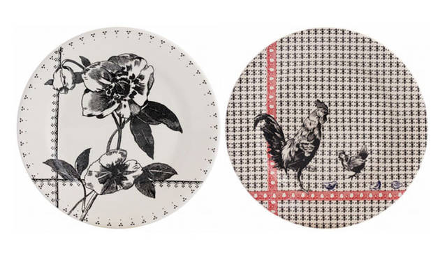 <strong>Gien｜ジアン</strong>　2013年秋冬新作コレクション　「ア ターブル」 左／デザートプレート（パリ）3150円、右／デザートプレート（トゥールーズ）参考商品