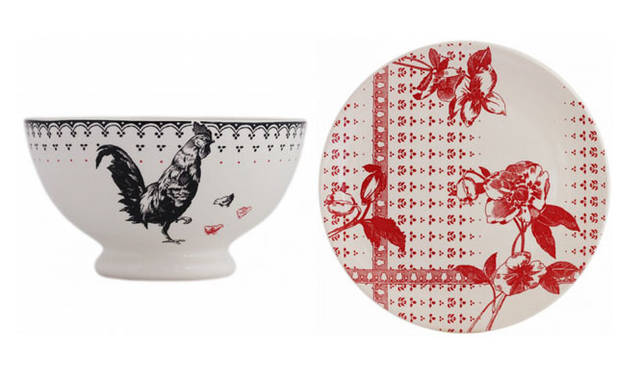 <strong>Gien｜ジアン</strong>　2013年秋冬新作コレクション　「ア ターブル」 左／ボウル（トゥールーズ）参考商品、右／パーティートレイ（ビアリッツ）1万2600円