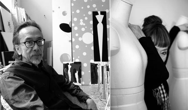 <strong>黒田アキ『宇宙庭園＝コスモガーデン』＋小篠弘子</strong>　左／黒田アキ（本名・黒田明比古）。右／小篠弘子（コシノヒロコ）　©KHギャラリー銀座