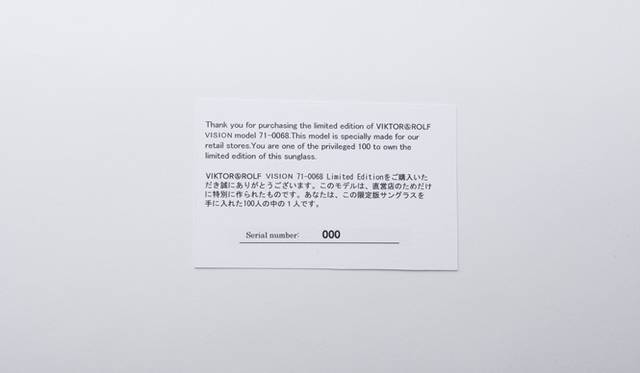<strong>VIKTOR & ROLF│2011年コレクションの「71-0068」を100本限定で復刻</strong>　シリアナンバー リミテッドカード