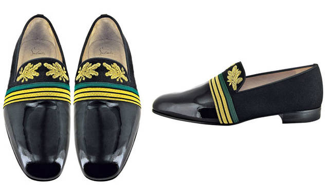 <strong>Christian Louboutin｜クリスチャン ルブタン</strong>　「クリスチャン ルブタン 青山」　メンズ　エンブレム刺繍シューズ「OFFICER FLAT」11万250円