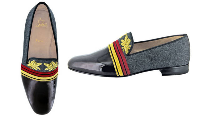 <strong>Christian Louboutin｜クリスチャン ルブタン</strong>　「クリスチャン ルブタン 青山」　メンズ　エンブレム刺繍シューズ「OFFICER FLAT」11万250円