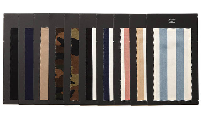 迷彩柄、ボーダー柄、さらにヘリンボーン織りで製作されたオリジナルファブリックのライニングも用意