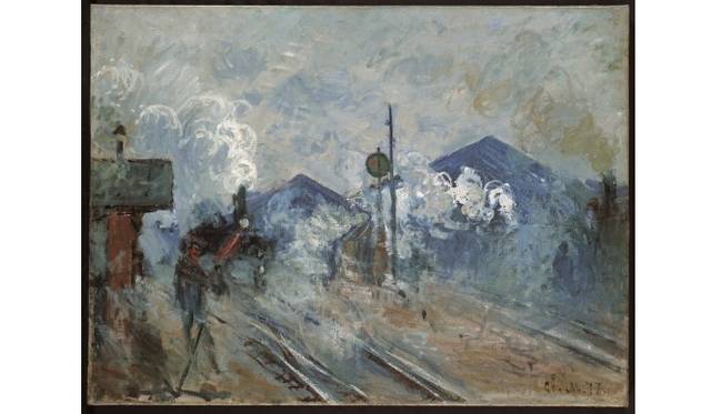 <strong>ART｜国立西洋美術館『モネ、風景をみる眼－19世紀フランス風景画の革新』</strong>　クロード・モネ《サン＝ラザール駅の線路》1877年　油彩、カンヴァス　60.5×81.1cm　ポーラ美術館