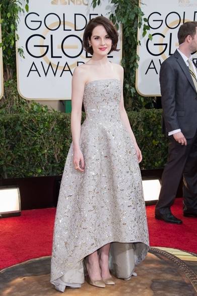 <strong>第71回 ゴールデン・グローブ賞レッドカーペットスナップ</strong>　Michelle Dockery｜ミシェル・ドッカリー<br />ドレス：オスカー・デ・ラ・レンタ　ジュエリー：ブルガリ