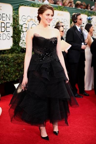 <strong>第71回 ゴールデン・グローブ賞レッドカーペットスナップ</strong>　Greta Gerwig｜グレタ・ガーウィグ <br />ドレス：ダナ キャラン ニューヨーク